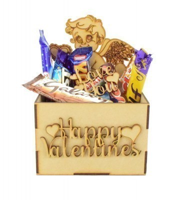 Laser Cut Valentines Hamper Treat Boxes - Cupid Shape